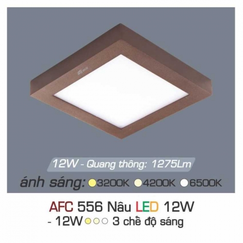 Đèn led ốp trần Anfaco AFC 556 viền nâu 12W 3 chế độ