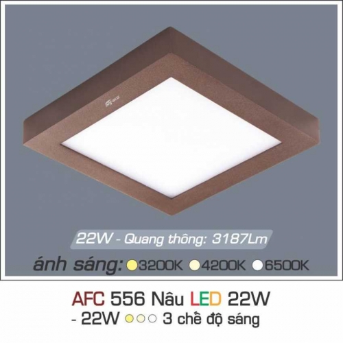 Đèn led ốp trần Anfaco AFC 556 viền nâu 22W 3 chế độ