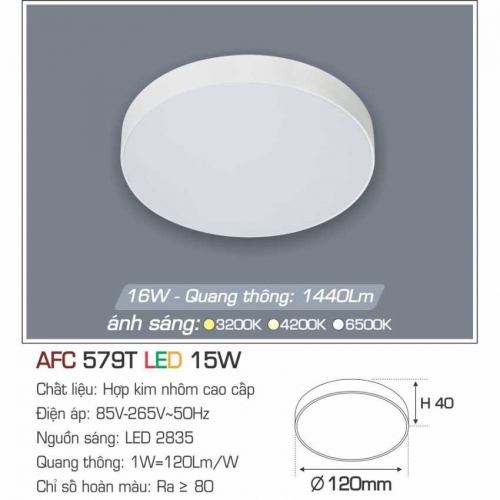Đèn led ốp trần 1 chế độ AFC 579T 15W