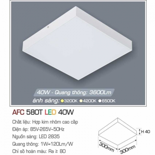Đèn vuông ốp nổi Anfaco AFC 580T 40W