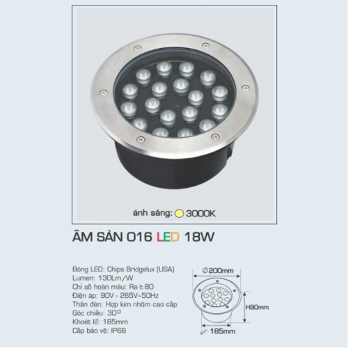 Đèn âm sàn 016 18W ánh sáng vàng