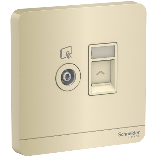 Bộ ổ cắm tivi và Bộ ổ cắm mạng CAT6 E8332TVRJS6_WG_G19