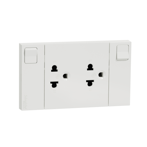 Bộ ổ cắm đôi 3 chấu 16A có công tắc M3T_SIS_WE