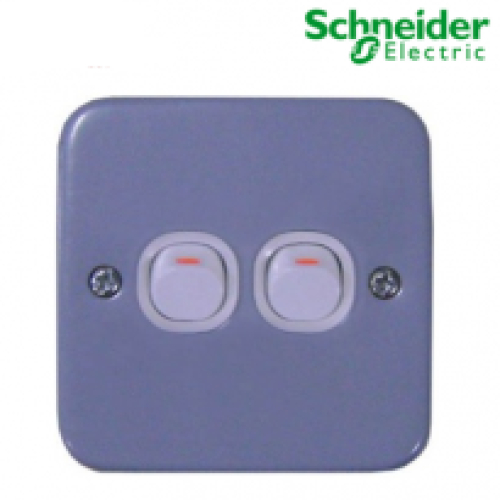 Bộ công tắc đôi 2 chiều 10A, mặt kim loại ESM32_2_3A_G19