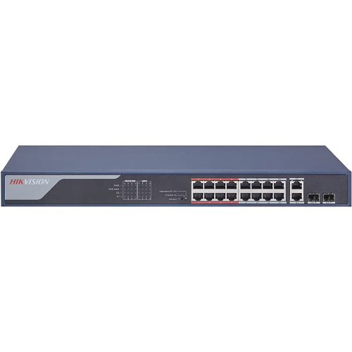 Switch mạng 16 cổng PoE 100M, 2 cổng uplink 10/100/1000M, Layer 2 DS-3E0318P-E(C)