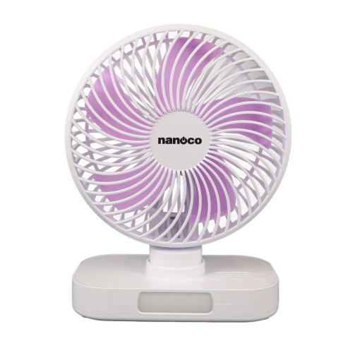 Quạt sạc 6inch, màu trắng, có xoay, đèn NRF6219W