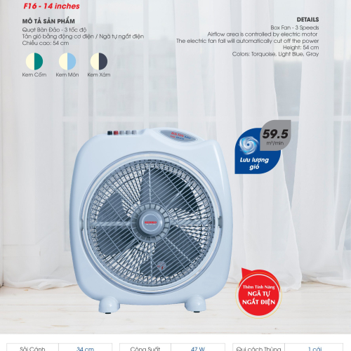 Quạt bàn đảo 4 tấc chuyển hướng điện Senko BD1410