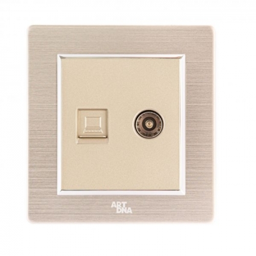 Bộ Ổ Cắm Mạng + Tivi - A78-E0203 - Nhôm Vàng
