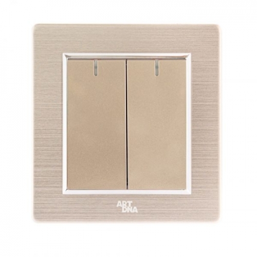 Bộ công tắc đôi, 2 chiều vuông Series A78-K02B - Nhôm vàng