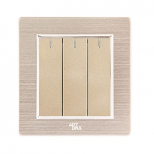 Bộ công tắc ba, 1 chiều vuông Series A78-K03A - Nhôm vàng
