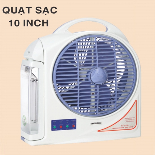 Quạt sạc- đèn sạc đa chức năng KENTOM KT9100 ( 2 bình)